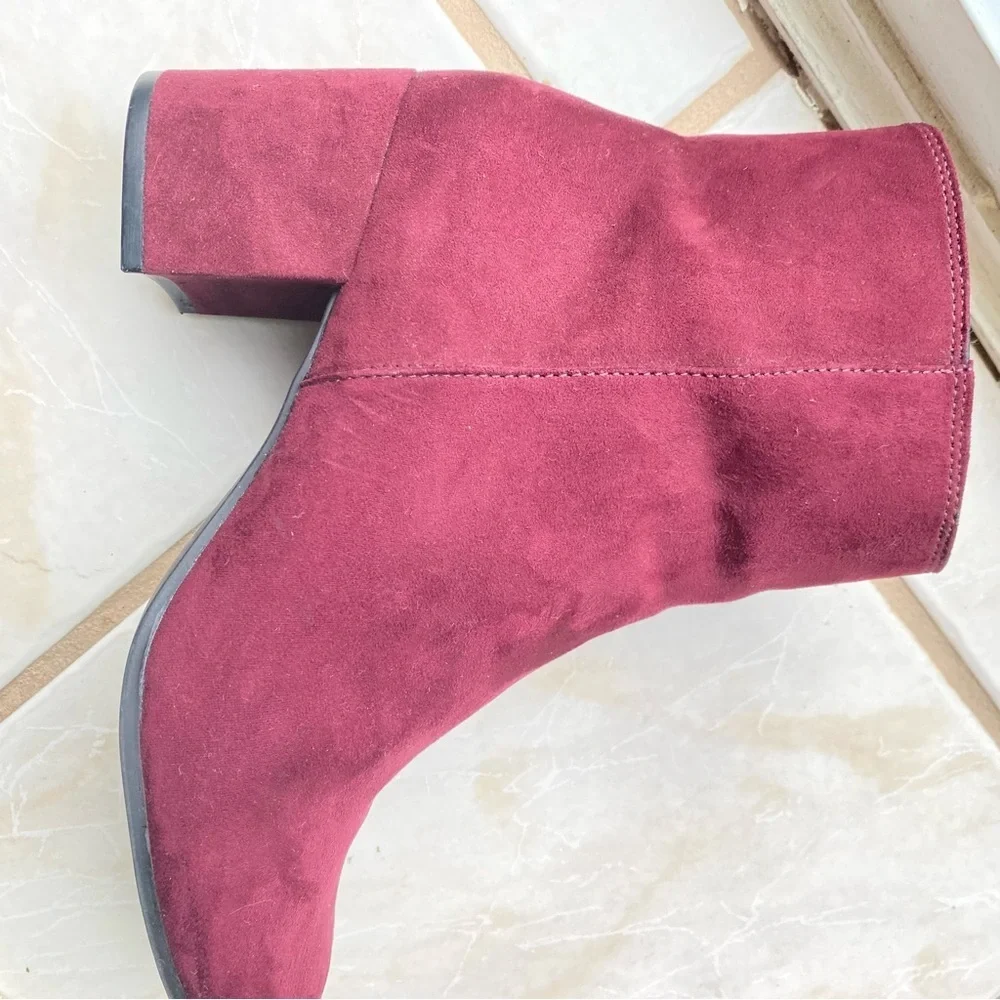 Burgundy Suede Ankle Boots - Size 39/US 8 - H&M Excellent Condition - Picture 14 of 14